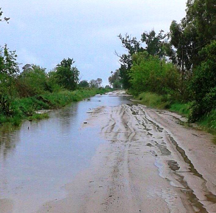 El Tejar camino inundado escuela