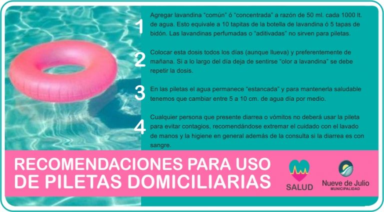 Se hacen recomendaciones para mantener las piletas domiciliarias