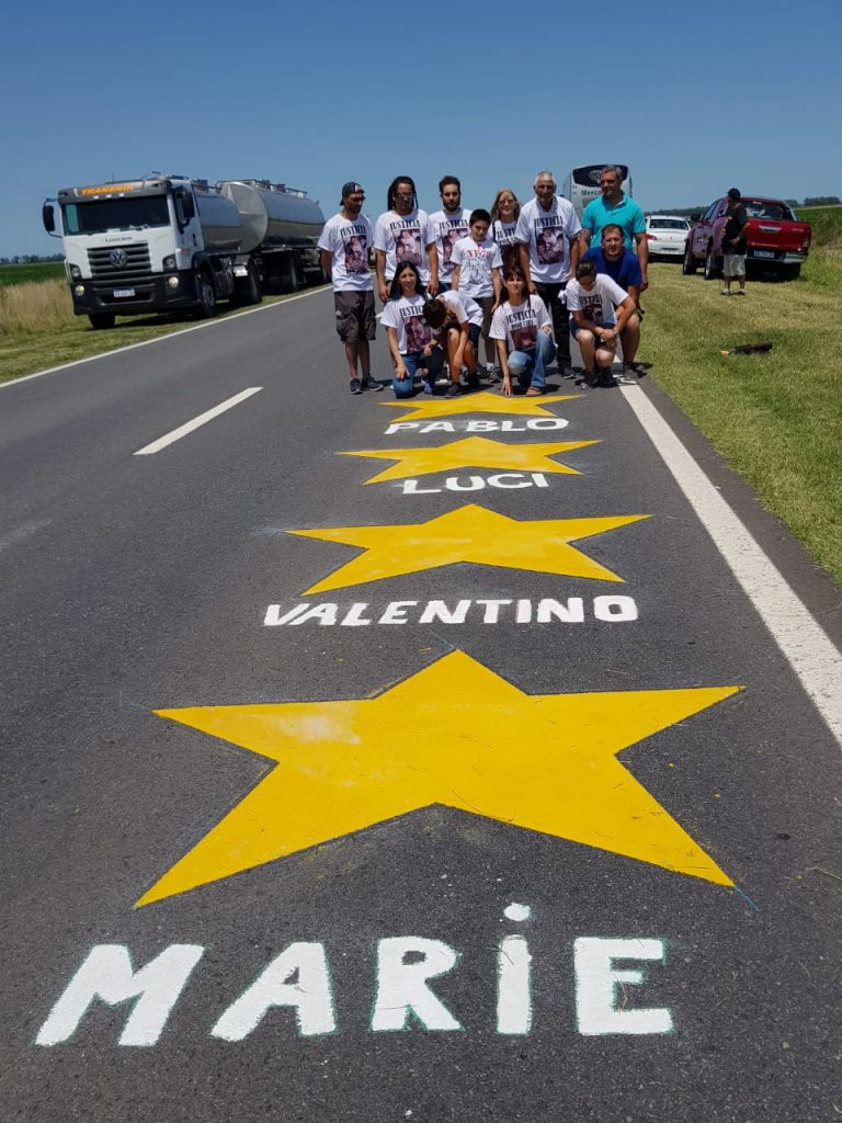 Cuatro soles se pintaron en la Ruta Nacional 5 cerca de Nueve de Julio