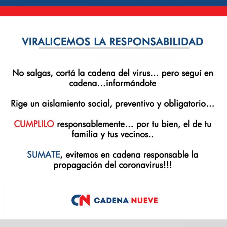 Ante el tercer día de Asilo Obligatorio la consigna sigue siendo #QuedateEnCasa