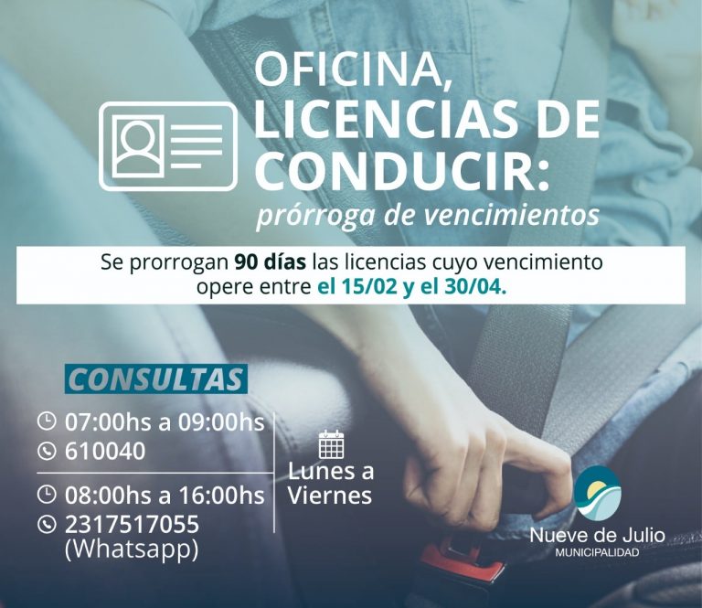 Las Licencias de conducir vencidas o a vencer a fin de mes tienen prórroga automática de 90 días