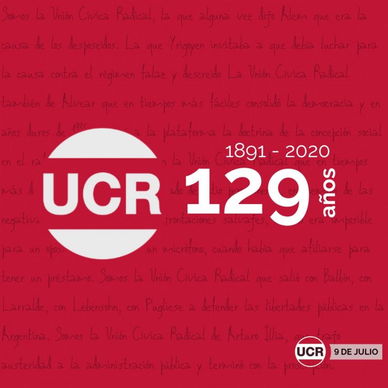 La Unión Cívica Radical cumple 129 años