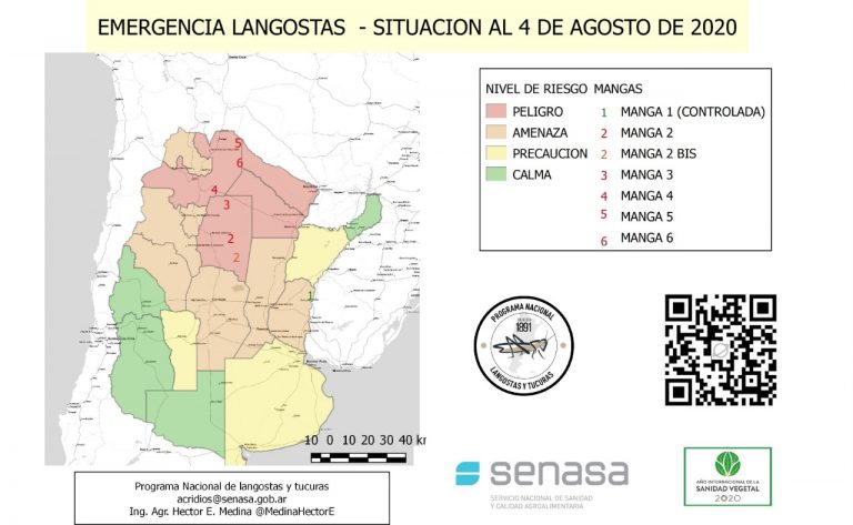 Mapa actualizado del avance de la langosta