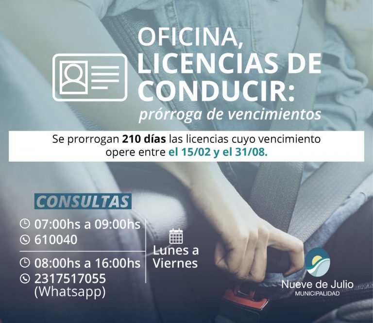 Ahora la prórroga para la Licencia de Conducir es por 210 días