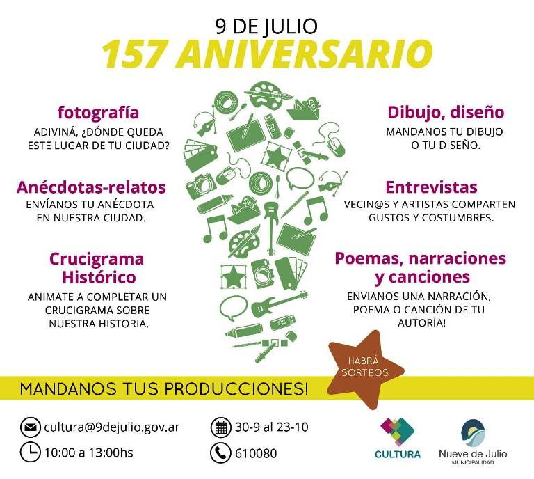 Creativa convocatoria ante el 157° aniversario de Nueve de Julio
