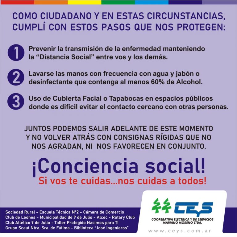 Conciencia Social! Si vos te cuidas … Nos cuidas a todos!