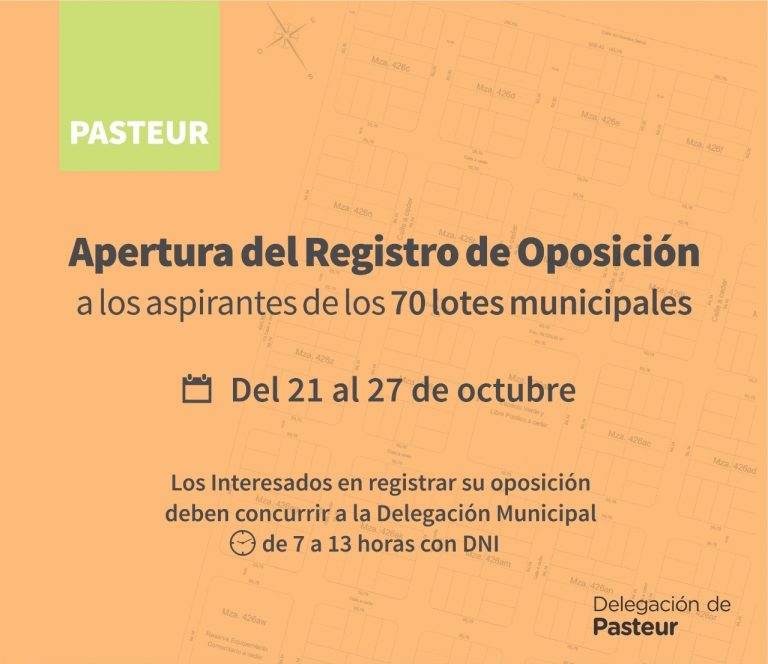 Para Pasteur quedó conformado el listado definitivo con los aspirantes a lotes municipales