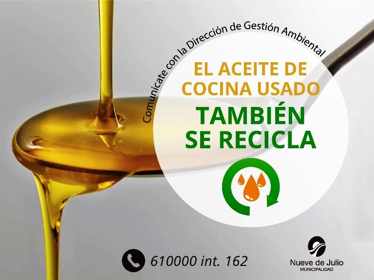 Es obligatorio para el comercio y voluntario para las familias recuperar el aceite vegetal usado
