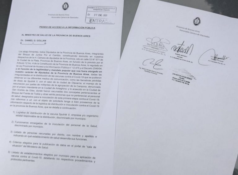 Juntos por el Cambio interpela a Gollán por politizar la distribución de vacunas
