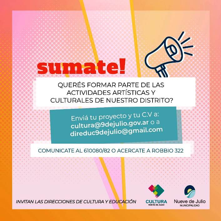 Convocan a quienes quieran participar en actividades artísticas y culturales