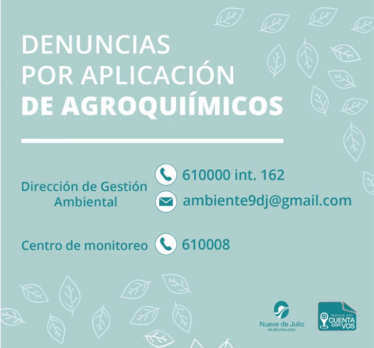 Gestión Ambiental comunica que en el Centro de Monitoreo se reciben denuncias por aplicación de agroquímicos