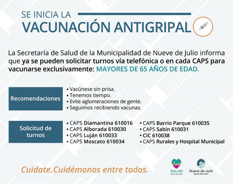 Se vacuna contra la gripe en el partido de Nueve de Julio