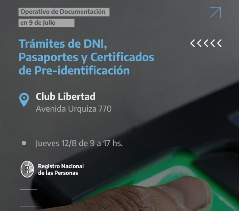  Nuevo operativo de documentación del RENAPER en 9 de Julio