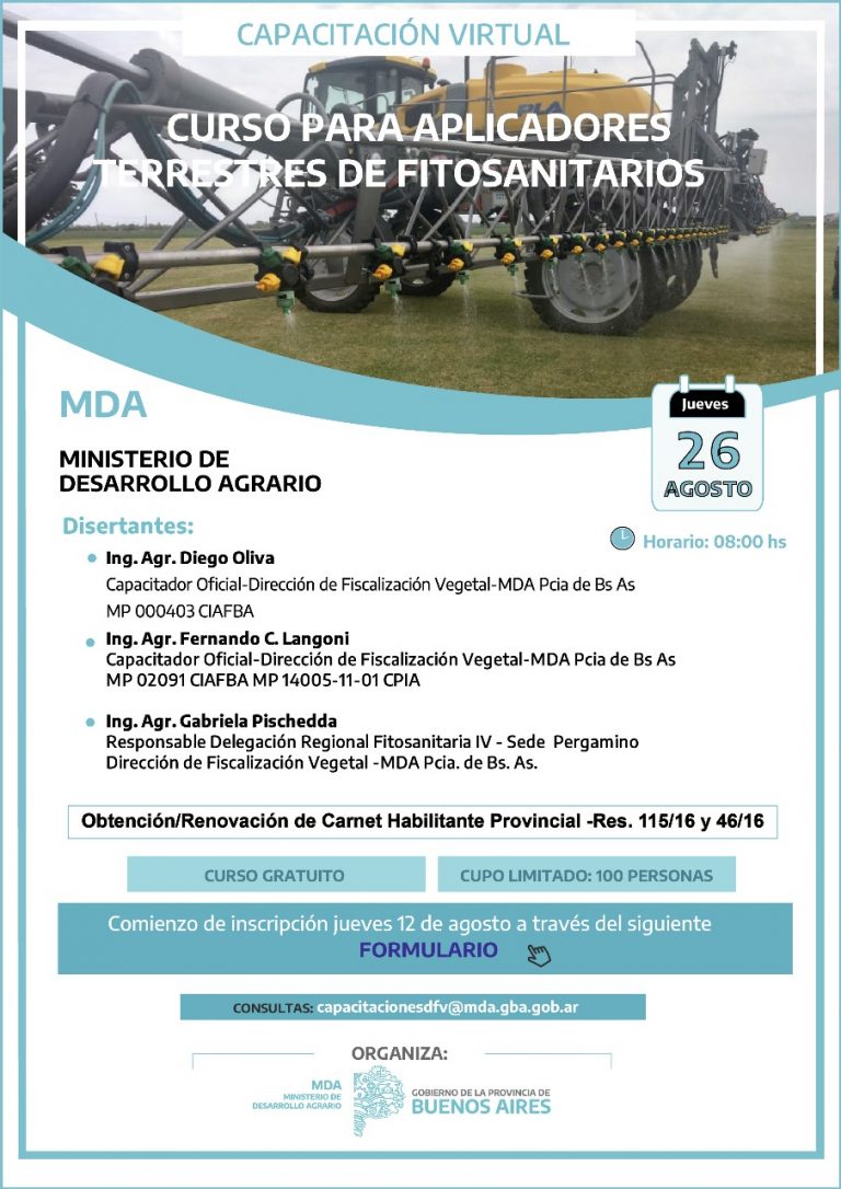 Será un curso para aplicadores terrestres de fitosanitarios