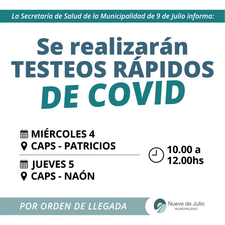 Los Testeos Rápidos siguen en los CAPS municipales del distrito