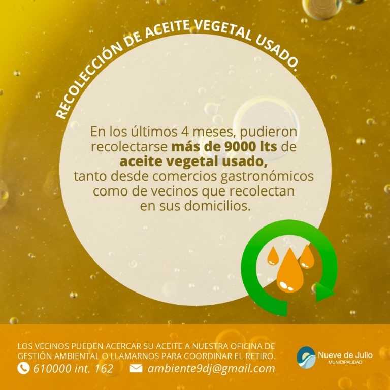 Nueve mil litros de aceite usado fue reciclado