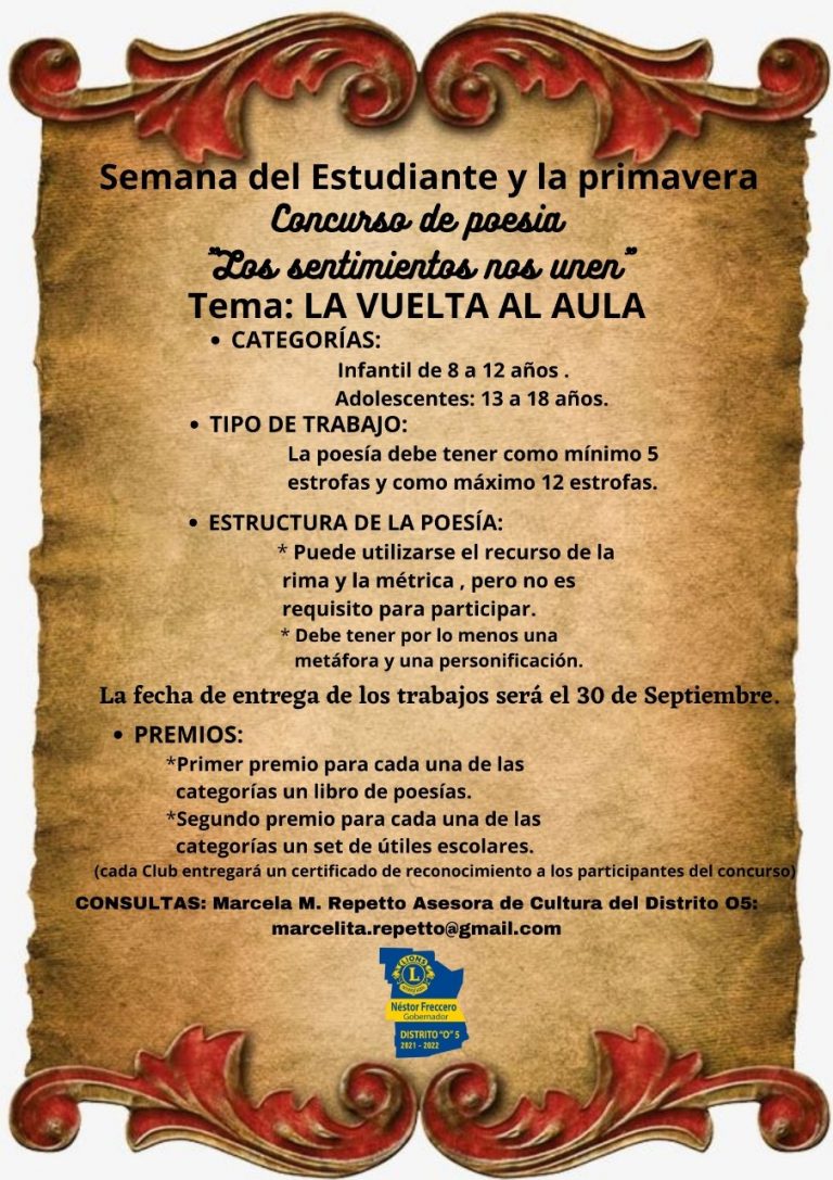 ‘Los sentimientos nos unen’ es la convocatoria de un concurso de poesía del Club de Leones