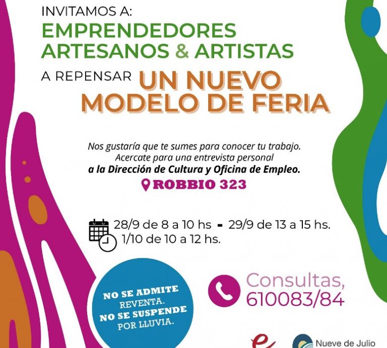 Se convoca a Emprendedores, Artesanos y artistas