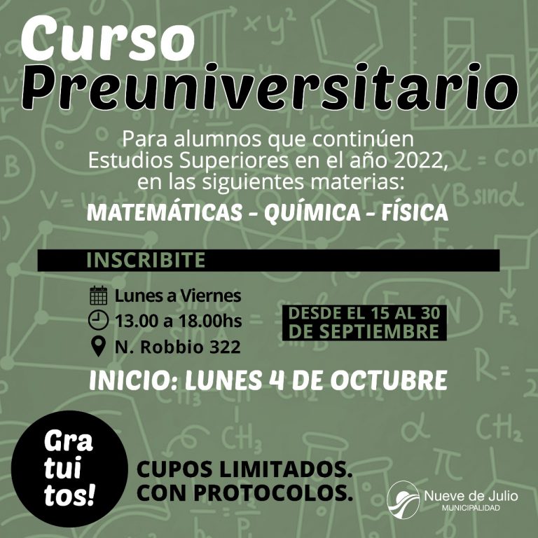 Curso preuniversitario en Matemáticas, Física y Química