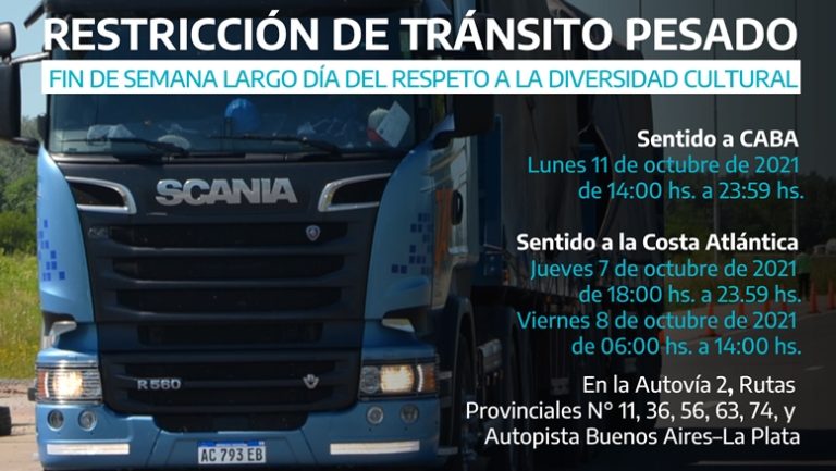 Restricción de camiones por el Día del Respeto a la Diversidad Cultural