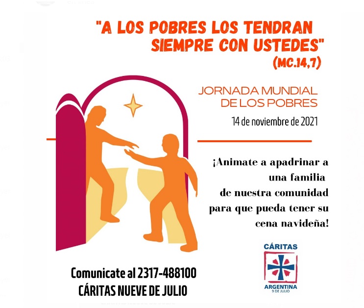 Jornada Mundial de los Pobres y Cáritas convoca apadrinar a una familia