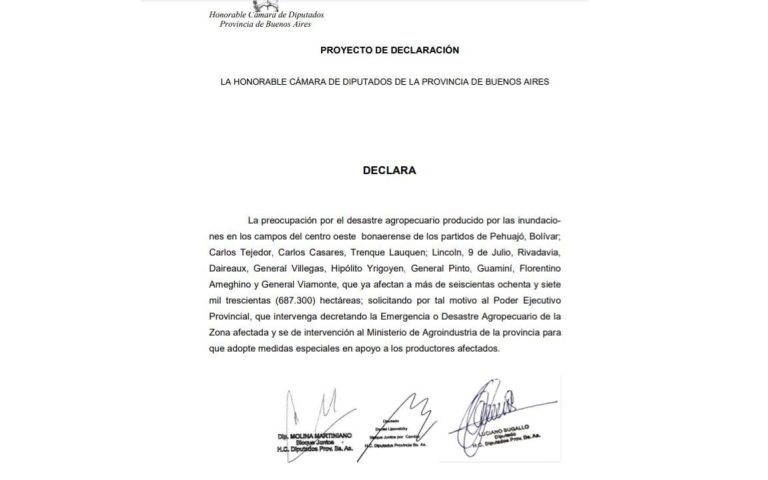 Campos inundados: Diputados Bonaerenses de JxC solicitan tomar medidas