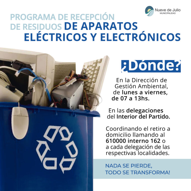 La Municipalidad recibe y envía a reparar residuos de aparatos eléctricos y electrónicos