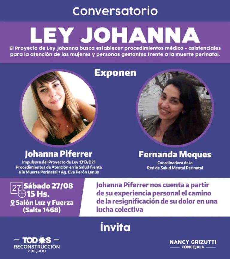 Conversatorio, proyecto de Ley Johanna: la atención y acompañamiento frente a la muerte perinatal