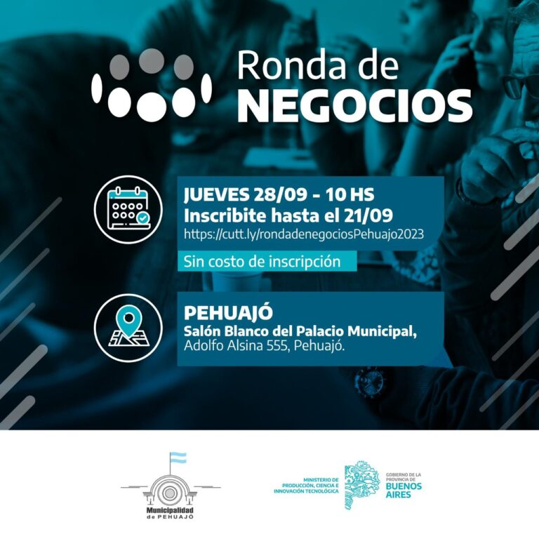 La Provincia convoca a empresas a participar de una Ronda de Negocios en Pehuajó
