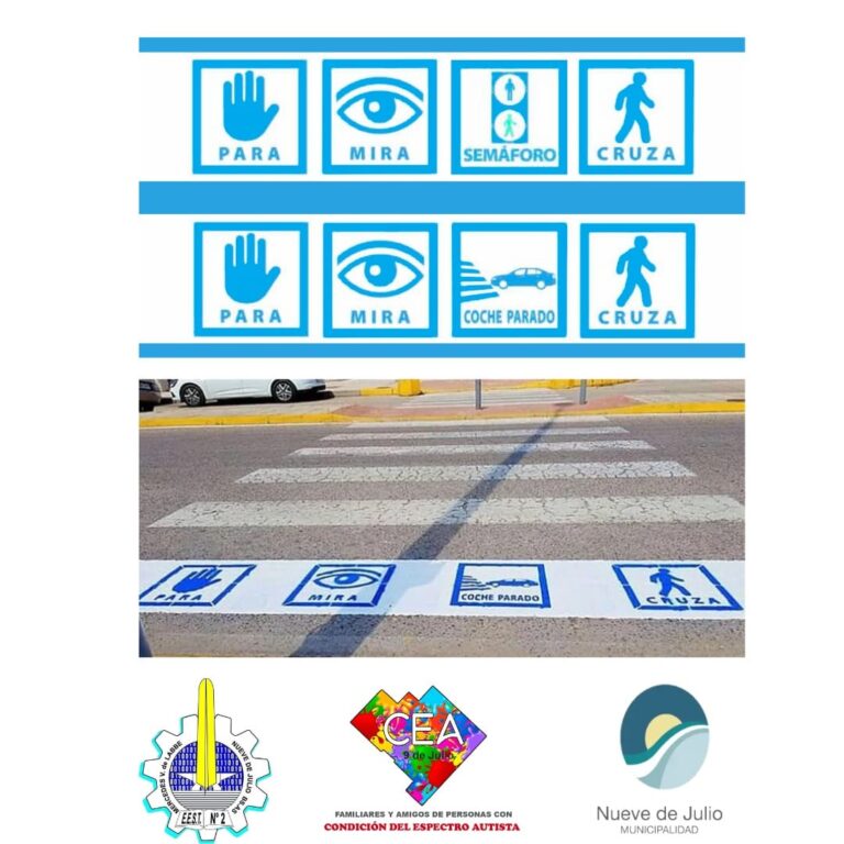 Primer paso de peatones con pictogramas en Nueve de Julio