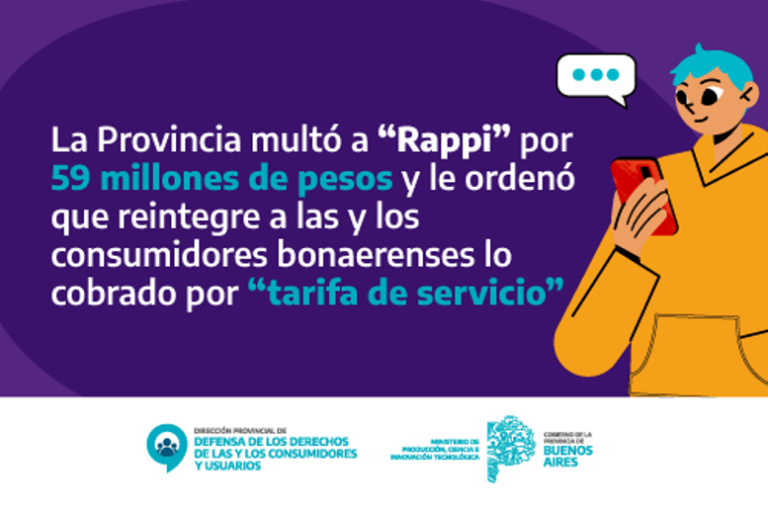 Provincia multó a “Rappi” por 59 millones de pesos