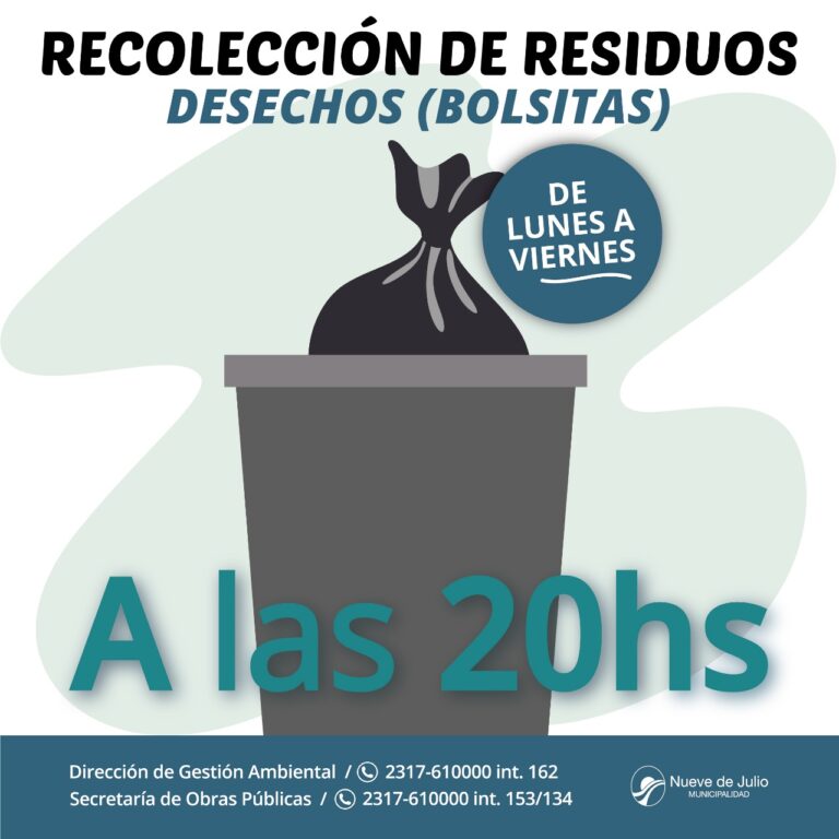 Se insiste en sacar las bolsitas de la basura poco antes de la hora 20