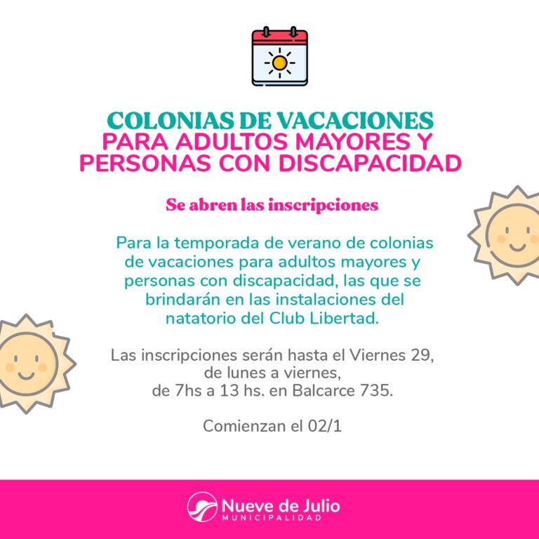 Sigue abierta la inscripción para las colonias de verano para adultos mayores y personas con discapacidad