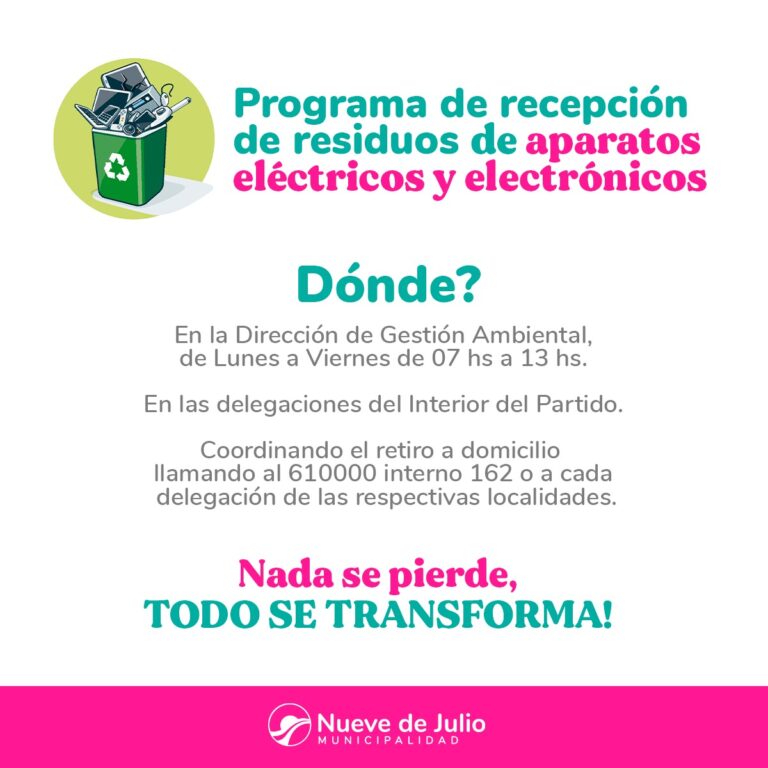 Los electrónicos y eléctricos en desuso se reciben en la Municipalidad y delegaciones del distrito