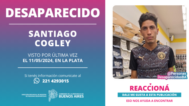 Buscan a joven desaparecido en La Plata