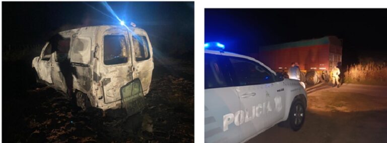 Un auto apareció incendiado en cercanías de Fauzón y era buscado por la Policia de San Justo por robo