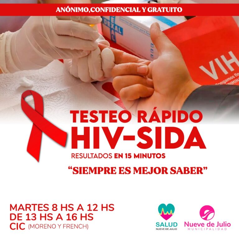 Continúa la campaña de Testeos Rápidos y confidencial de HIV en Nueve de Julio