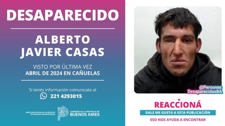 Se busca el paradero de un vecino de Cañuelas