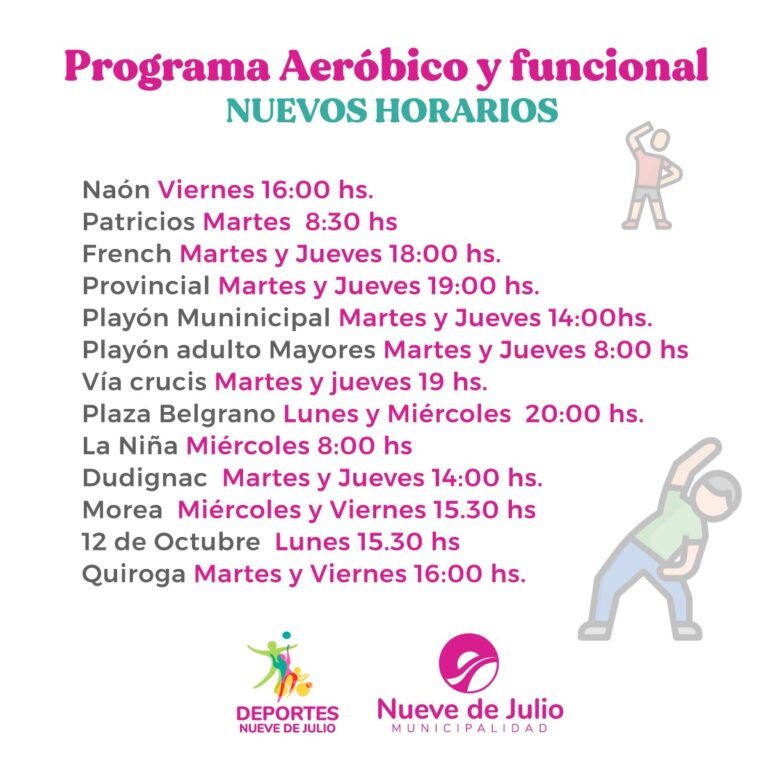 Programa aeróbico: se conocen los horarios de las actividades que alcanzan a todo el distrito