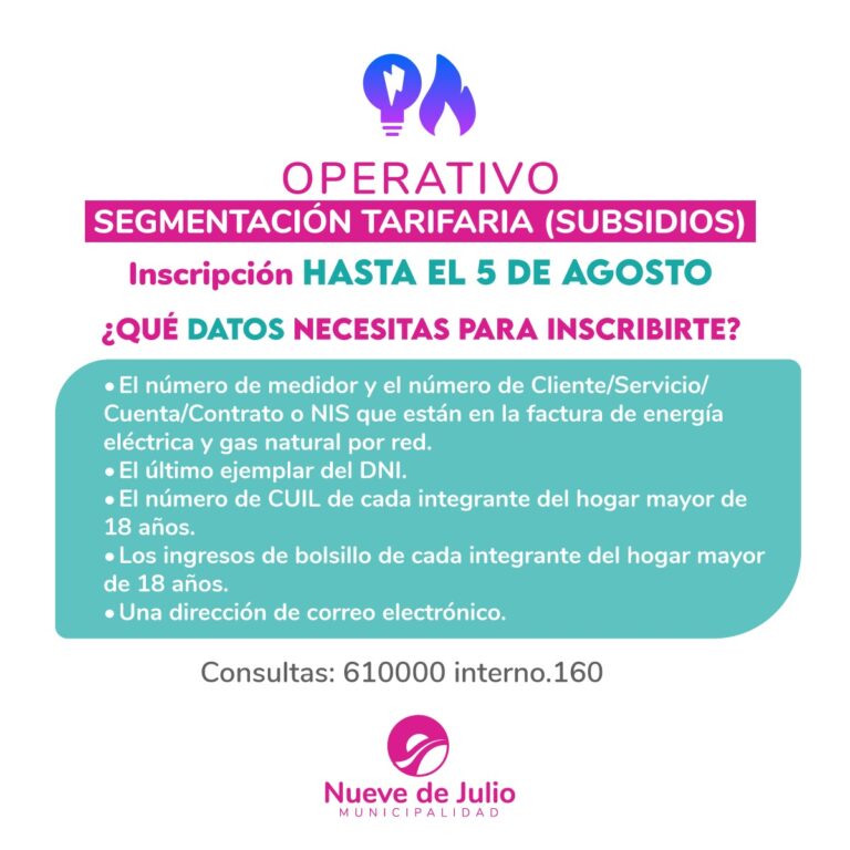 La OMIC realizará jornadas para asesorar en la inscripción y actualización en el Registro de Subsidios a la Energía