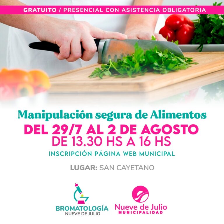 Curso gratuito de Manipuladores de Alimentos en San Cayetano