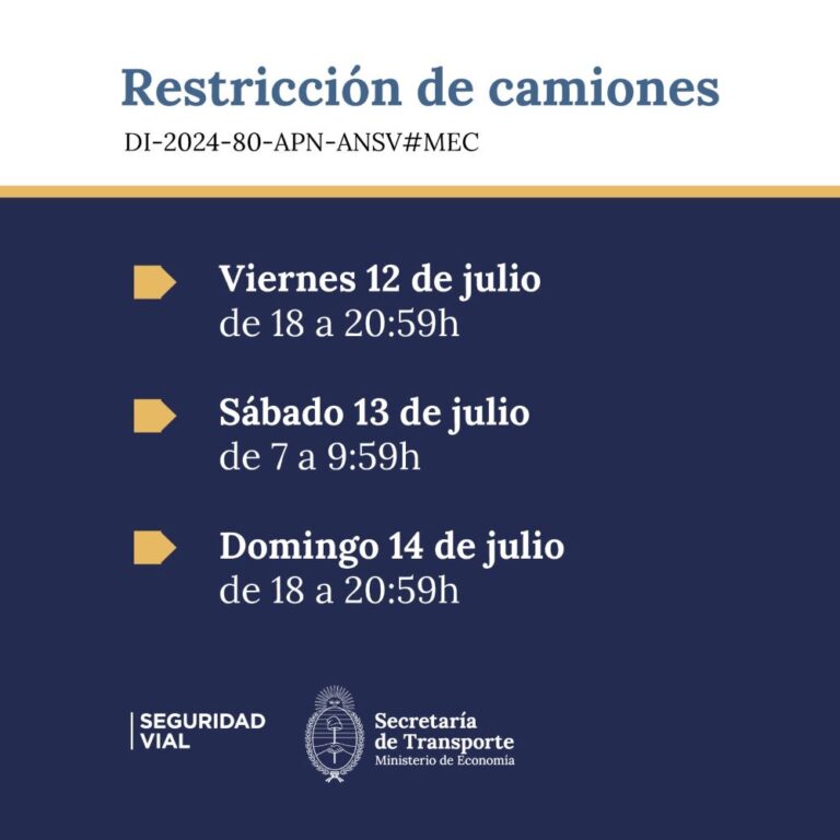 Restricción en rutas nacionales para camiones