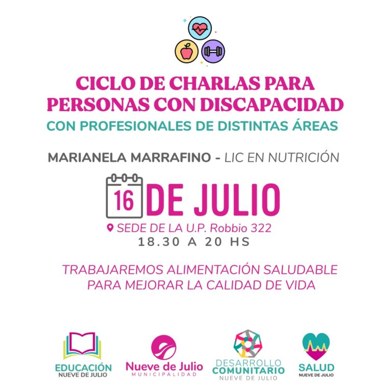 ‘Una alimentación saludable para mejorar la calidad de vida’ es el tema de la charla sobre discapacidad.