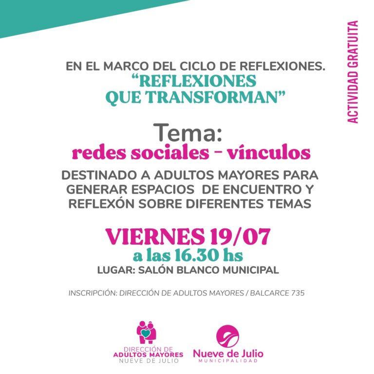 Nueva charla del ciclo “Reflexiones que Transforman” para adultos mayores
