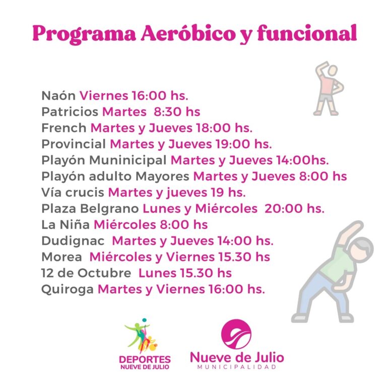 El Desarrollo del Programa Aeróbico suma participantes en todo el distrito de Nueve de Julio