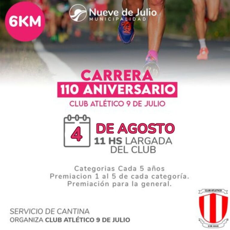 Carreras Urbanas: Prueba atlética por los 110 Años del Club Atlético 9 de Julio