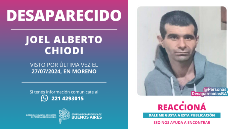 Se busca a un varón de 37 años visto por última vez en Moreno