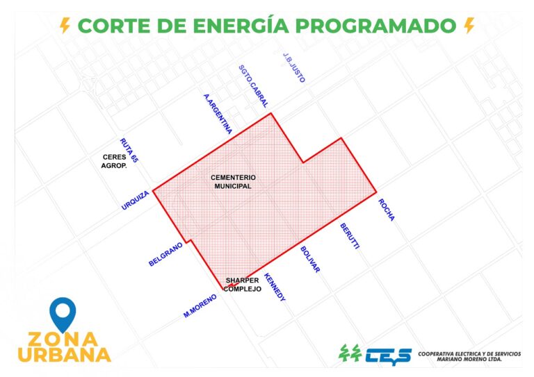 La luz será cortada en la zona de influencia al Cementerio Municipal