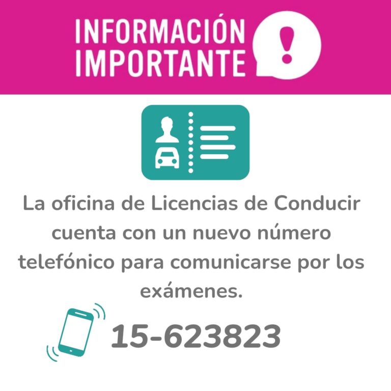 Nuevo Teléfono para exámenes de Licencias de Conducir en Nueve de Julio