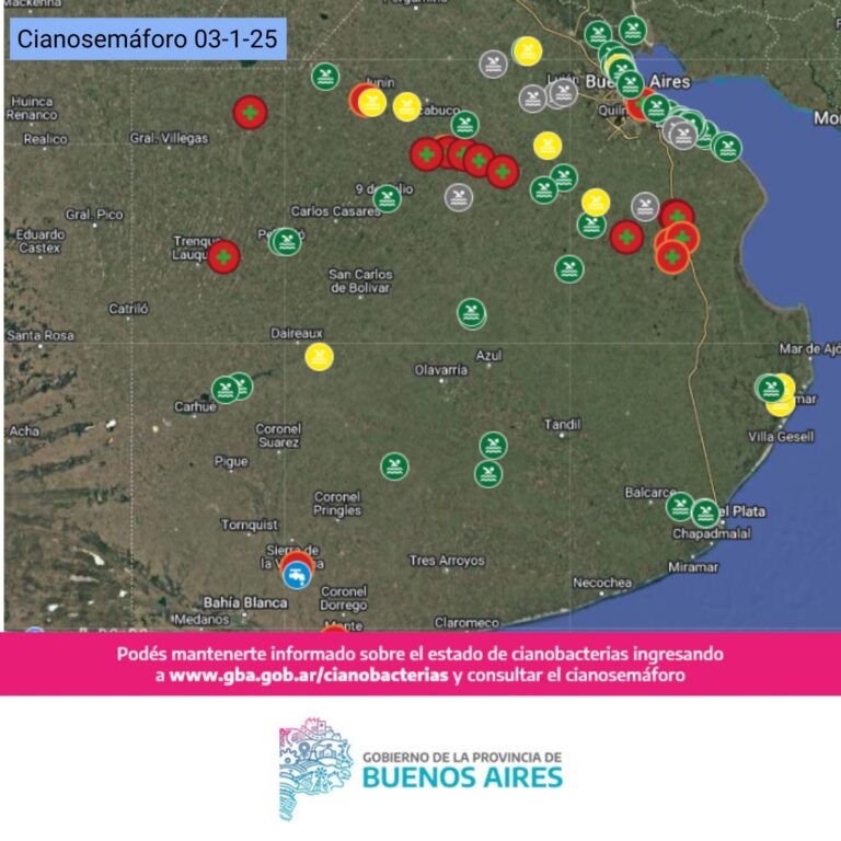 En la Provincia hay ocho municipios con alerta roja por cianobacterias